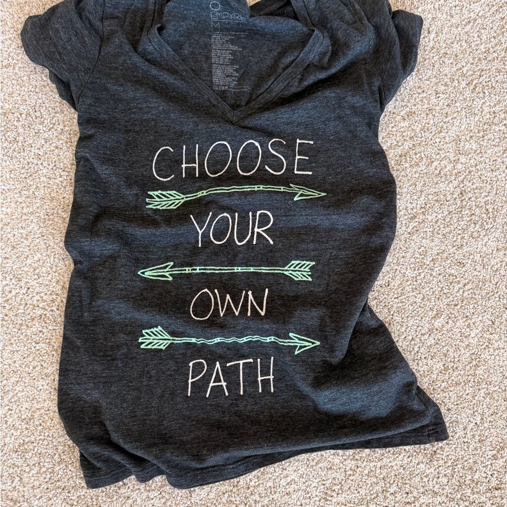 Choose Your Own Path Woman’s Dark Gray Graphic Tee